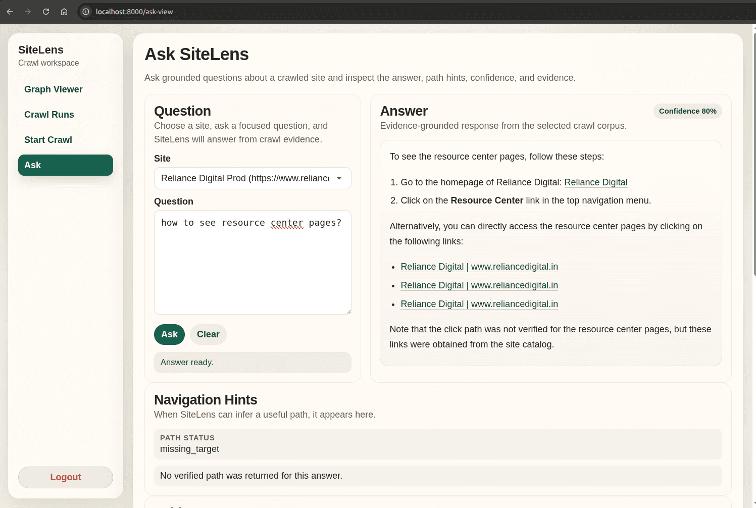 SiteLens screenshot 2